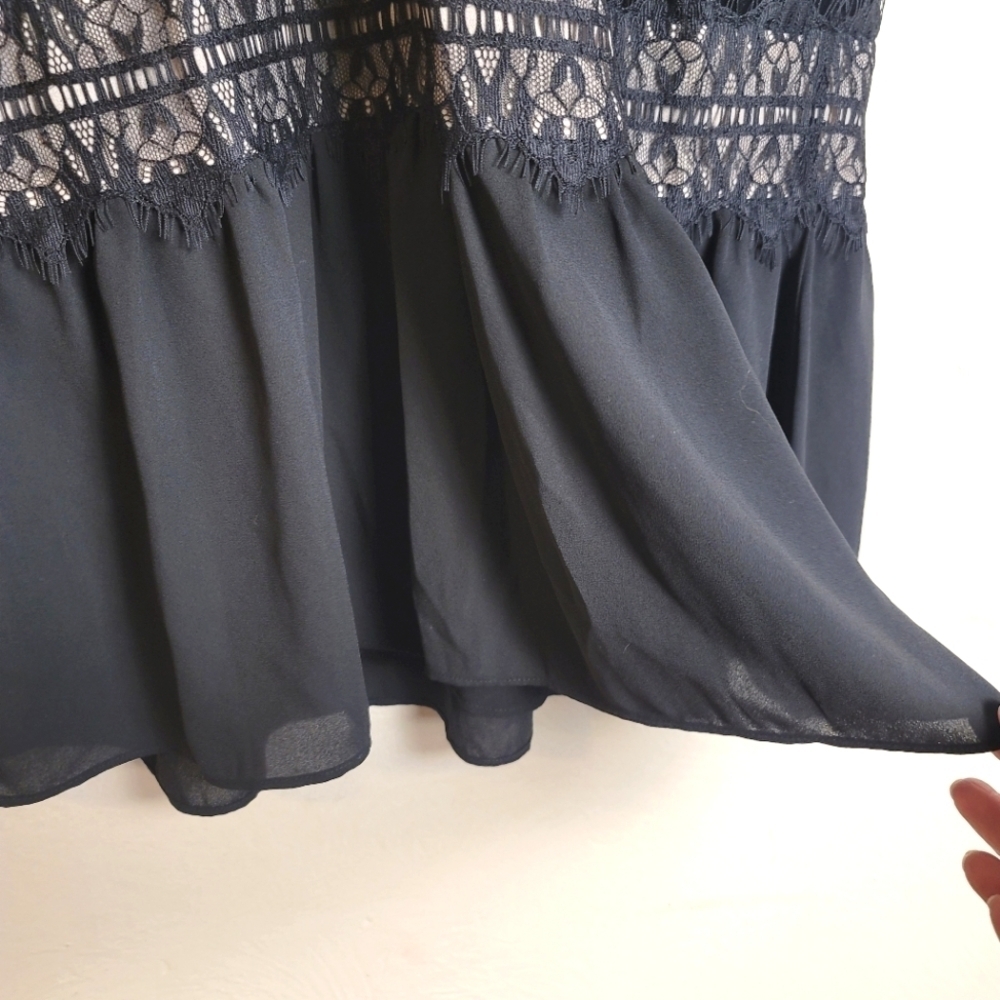 Chelsea28, Velvet and Lace Sleeveless Cocktail Dress, Black and Nude, Size Small - Picture 4 of 9